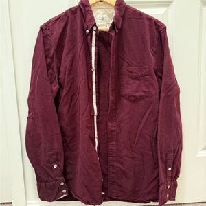 rag & bone Men’s burgundy flannel twill Button-Down Shirt 100% Cotton XL